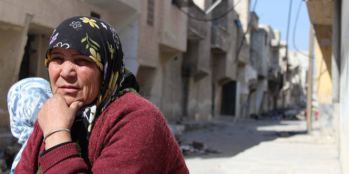 A Syrian woman in Al-Sakhour, Eastern Aleppo.