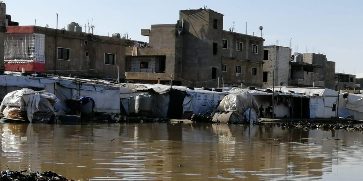 A refugee settlement devastated by severe weather in Lebanon (Jesuit Refugee Service)