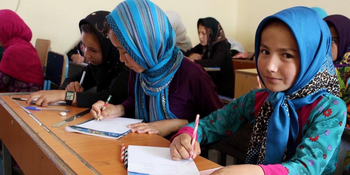 A JRS girl student attending classes in Herat, Afghanistan