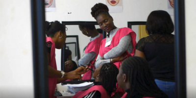 Students during a Beauty & make-up class at the JRS Arrupe Skills Centre in Johannesburg. (Jesuit Refugee Service)
