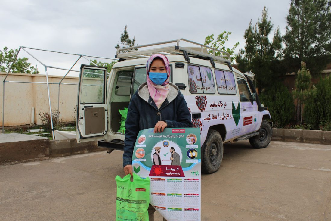 In Afghanistan, JRS and its local partners SOACS, MSO and HPVO, distributed 3,500 hygiene and informational kits to help students stay safe and healthy.
