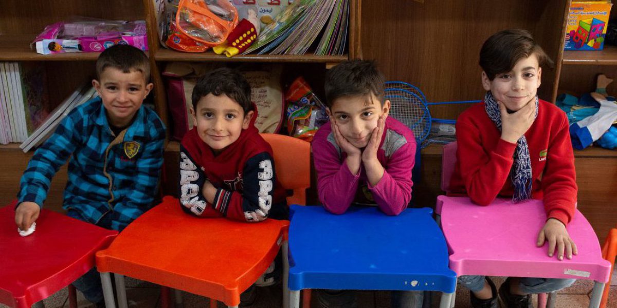 Young students at the JRS Child Friendly Space (CFS) in Aleppo, SFyria. (Jesuit Refugee Service)