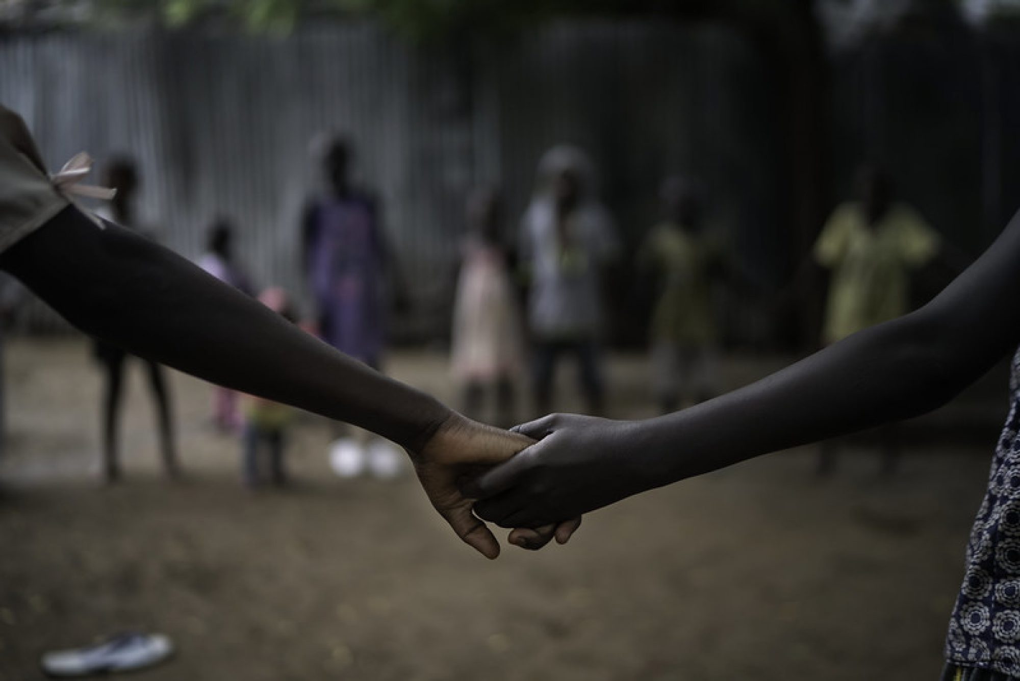 Children living in the JRS Safe Haven play and sing during morning activities. Kakuma camp, Kenya.