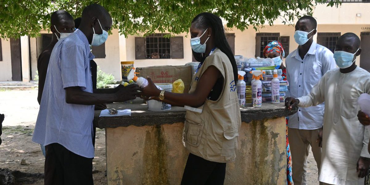 JRS delivered school supplies and hand sanitizers in Zadama, Nigeria.