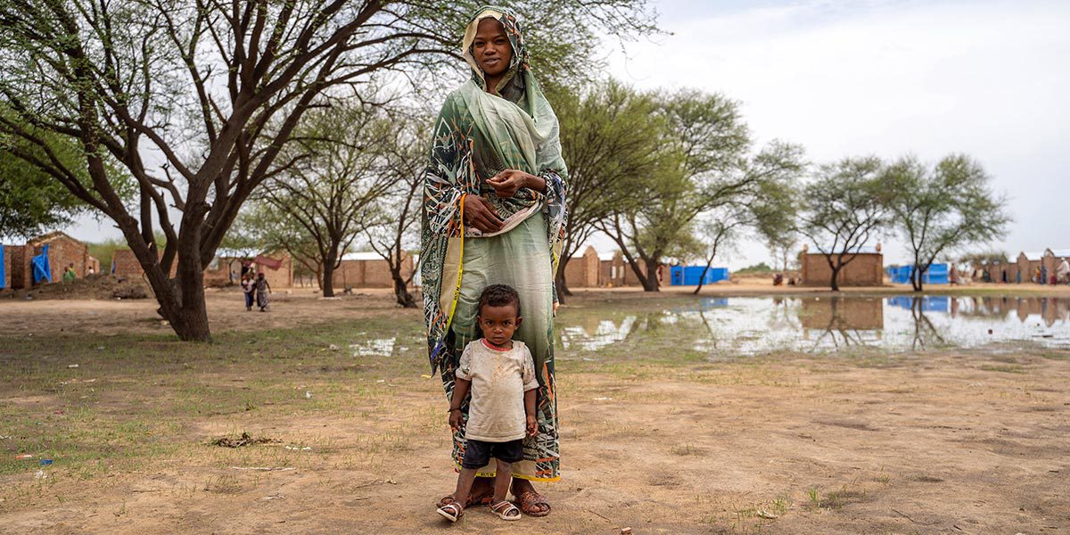 Cameroonian mother and child in Guilmey camp, Chad.