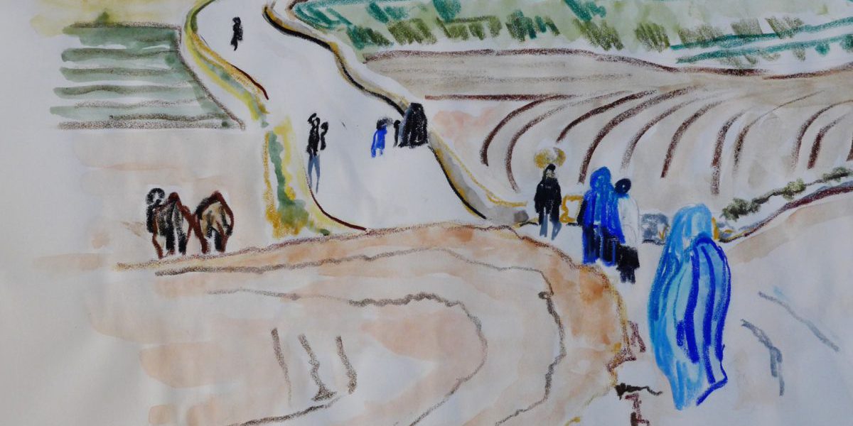 afghans in displacement - drawing by silvia kaepelli