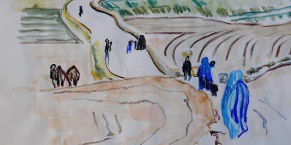 afghans in displacement - drawing by silvia kaepelli