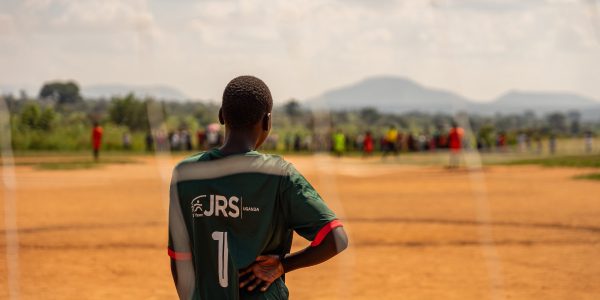 Displaced youth in Uganda competed in a football tournament organised to commemorate 30 years of JRS Uganda. One of the football teams competing during the tournament in Uganda.