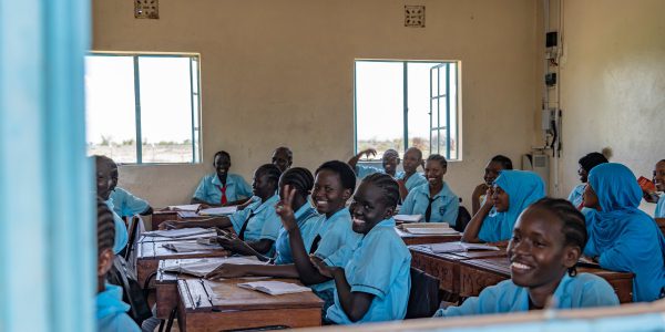 JRS released the report, "Breaking down barriers: increasing girls’ access to and completion of secondary education in Kakuma refugee camp." Girls attending classes at the Tumaini secondary school, in Kakuma refugee camp, Kenya (Jesuit Refugee Service).