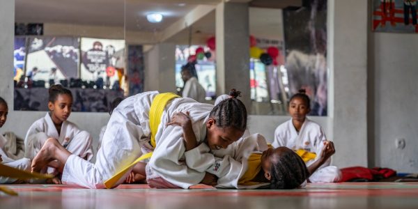 Children participating in Judo classes conducted by JRS in Addis Ababa, Ethiopia (Jesuit Refugee Service).